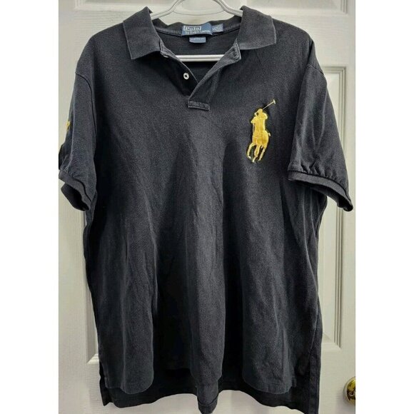 Polo Ralph Lauren Big 3 Pony Polo Black Gold XL - Picture 1 of 7
